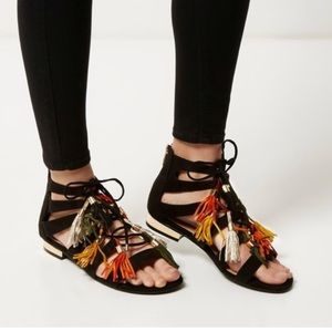 Black Tassel Sandals